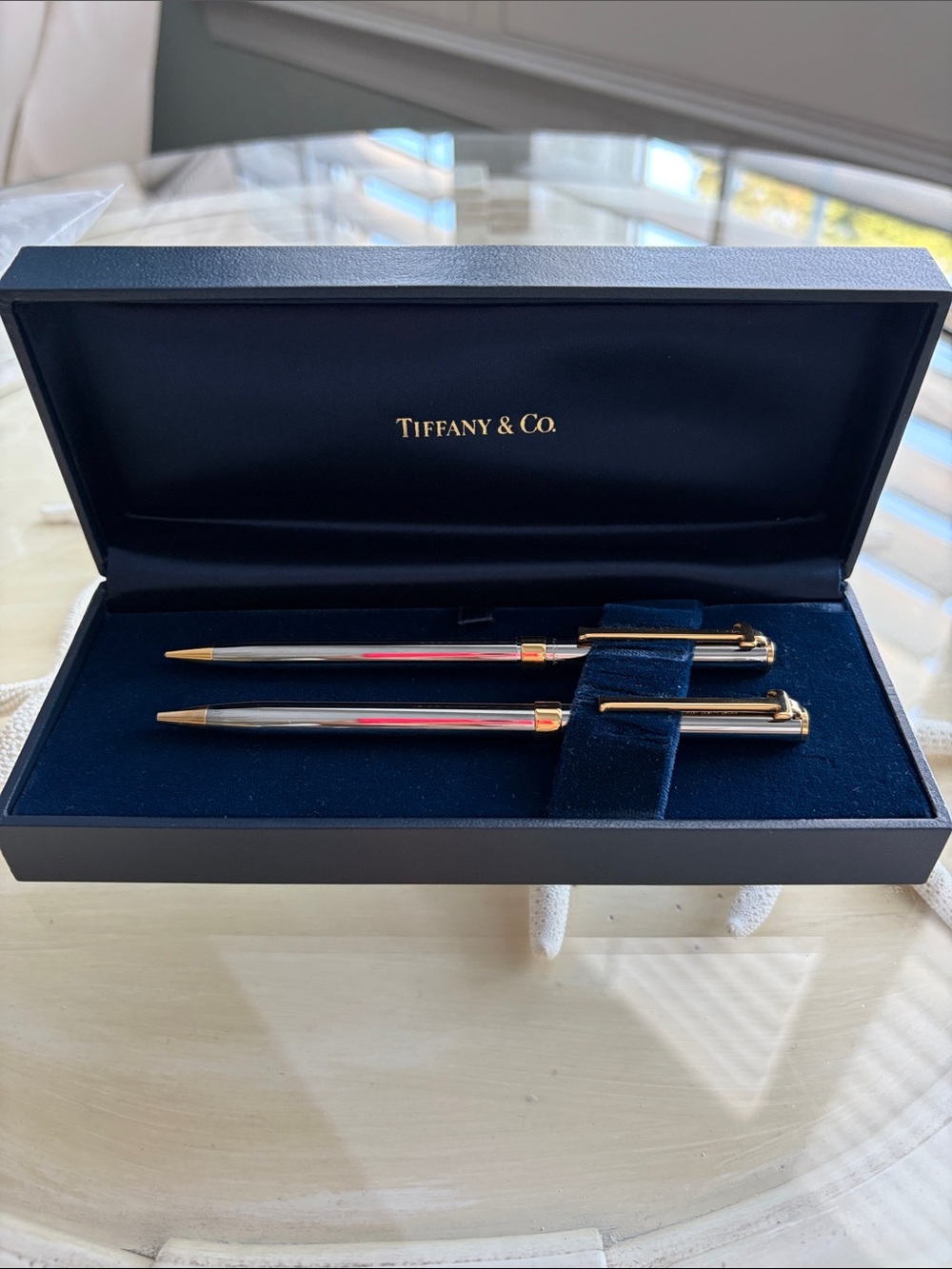 Tiffany & Co. Silver and Gold Ballpoint Pen and Pencil Set
